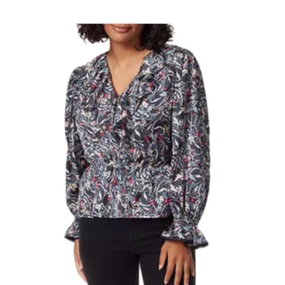Sam Edelman Floral Paisley Vermont Cinched Waist Blouse NWT size S